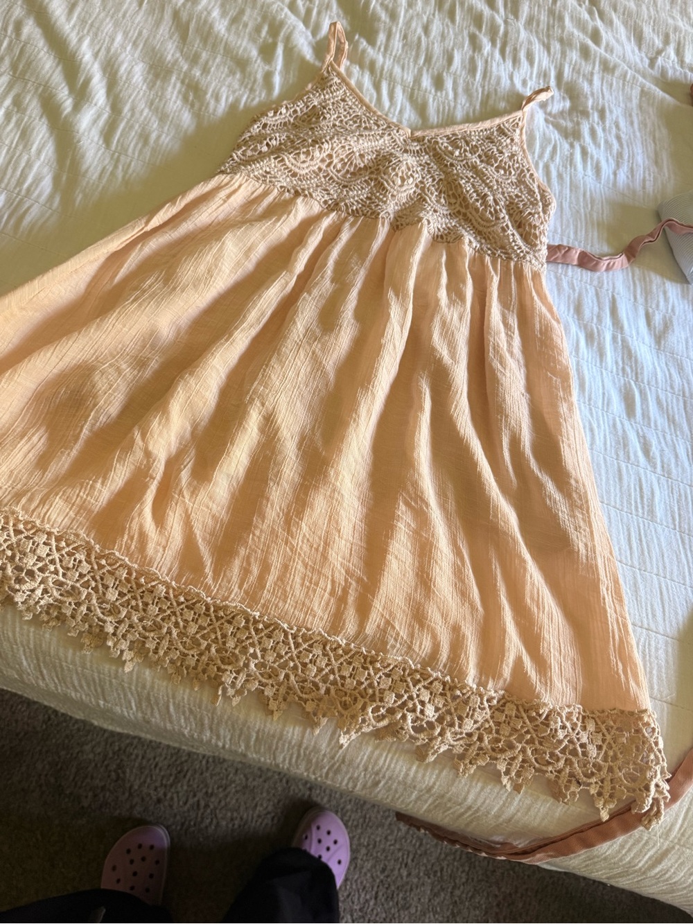 Poetry Peach Lace-Trim Mini Dress